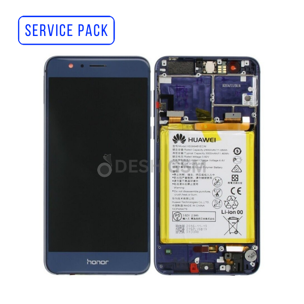 ECRAN LCD HUAWEI Honor 8 SERVICE PACK AVEC CHASSIS + BATTERIE (BLEU)
