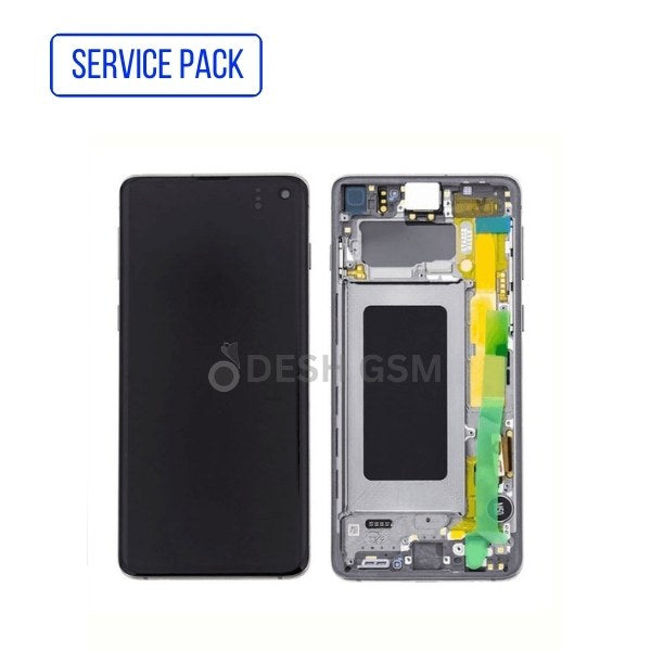 ECRAN LCD SAMSUNG S10 4G G973F Service Pack Avec Chassis (NOIR)