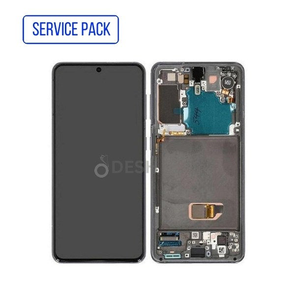 ECRAN SAMSUNG S21 5G G991 G991B SERVICE PACK AVEC CHASSIS SILVER / BLANC*