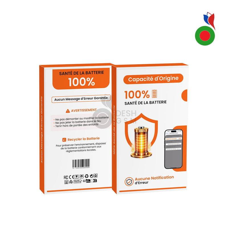 Batterie iPhone 15 (3349 mAh) - Capacite d'Origine 100% Sante - Aucun Message d'Erreur