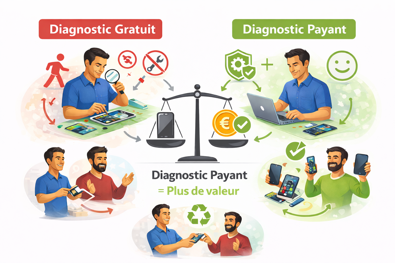 Diagnostic gratuit ou payant en réparation smartphone : ce que les réparateurs ne disent pas