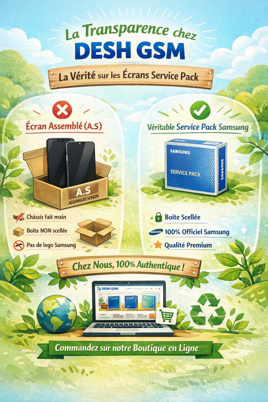 La transparence chez Desh GSM : la vérité sur les écrans Service Pack