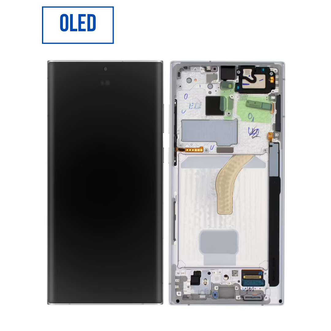 ECRAN SAMSUNG S22 ULTRA S908F AVEC CHASSIS (SOFT OLED) NOIR