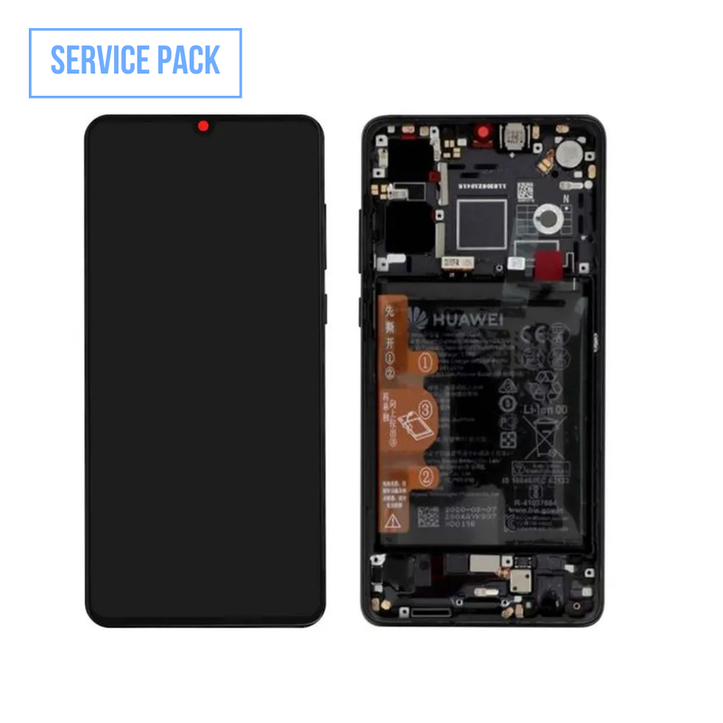 ECRAN LCD HUAWEI P30 SERVICE PACK AVEC CHASSIS+BATTERIE 02354HMG (NOIR)
