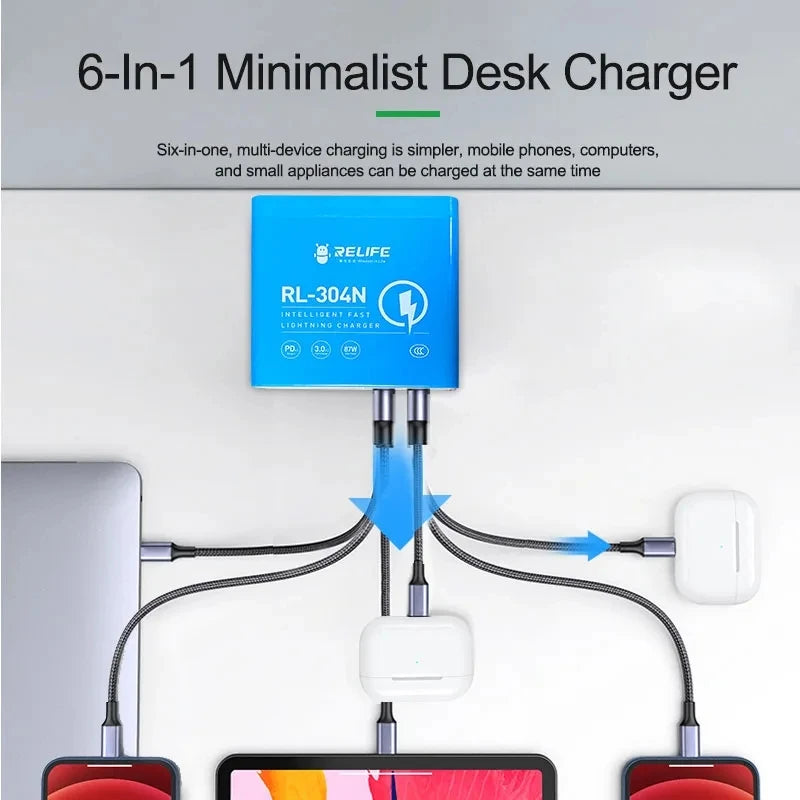 RELIFE  RL-304N  Intelligent 6 Port USB Affichage Numérique pluies Chargeur