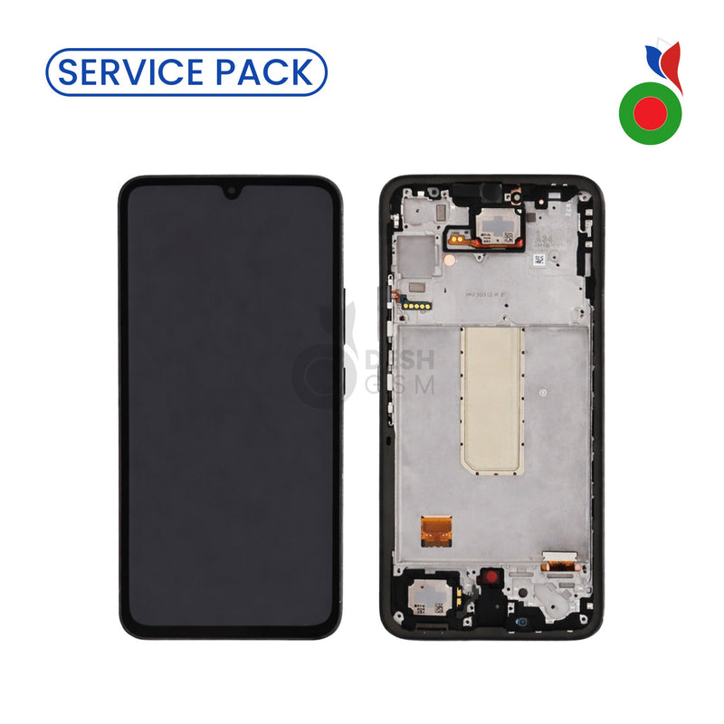 Ecran Complet LCD A34 5G (A346B) avec Chassis | NOIR - SERVICE PACK | SAMSUNG