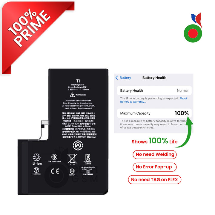 Batterie (Ti) iPhone 14 -(3670mAh) Haute Capacité | Decode État 100%