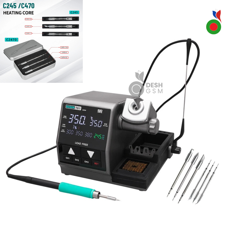 SUGON – Fer a souder T61 220V (prise EU) avec poignee 470 + resistances C470 & Kaisi 245 (pack mixte)