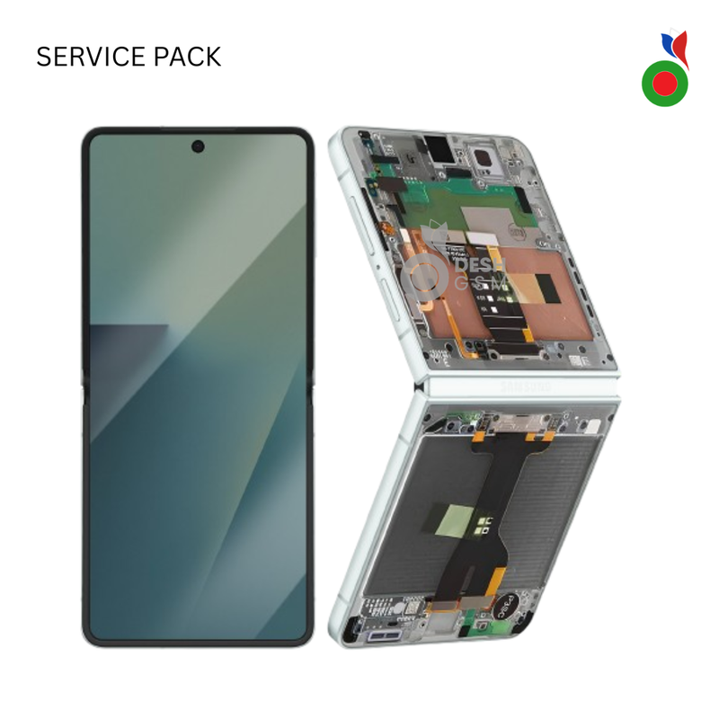 Ecran Complet Z Flip 7 (F766B) avec Chassis | VERT D'EAU - SERVICE PACK | SAMSUNG