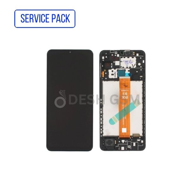 ECRAN LCD SAMSUNG A12 127 A12 4G SERVICE PACK AVEC CHASSIS (NOIR)