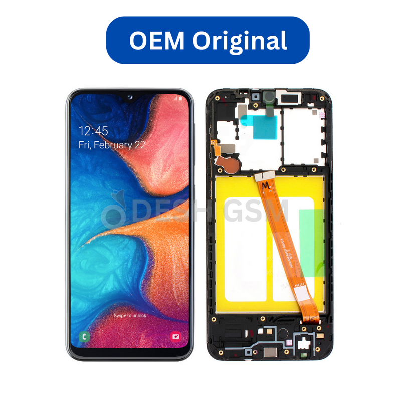 Ecran Complet LCD A20e 4G (A202F) avec Chassis (NOIR) - OEM | SAMSUNG