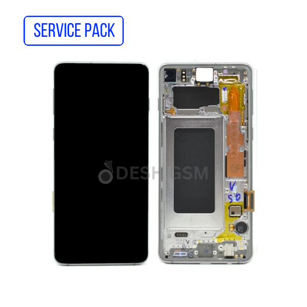 ECRAN SAMSUNG S10 4G G973F SERVICE PACK AVEC CHASSIS (SILVER/BLANC)