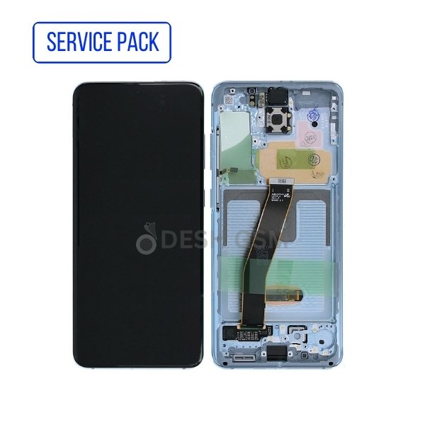 Ecran LCD SAMSUNG S20 G980 G981 (4G 5G) SERVICE PACK AVEC CHASSIS (BLUE/BLEU)