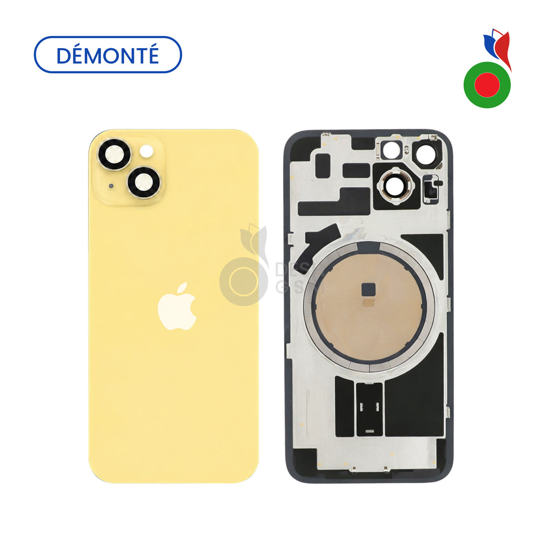 Vitre Arriere Complete sans MagSafe - iPhone 14 | JAUNE (Original Demonte) - Grade A
