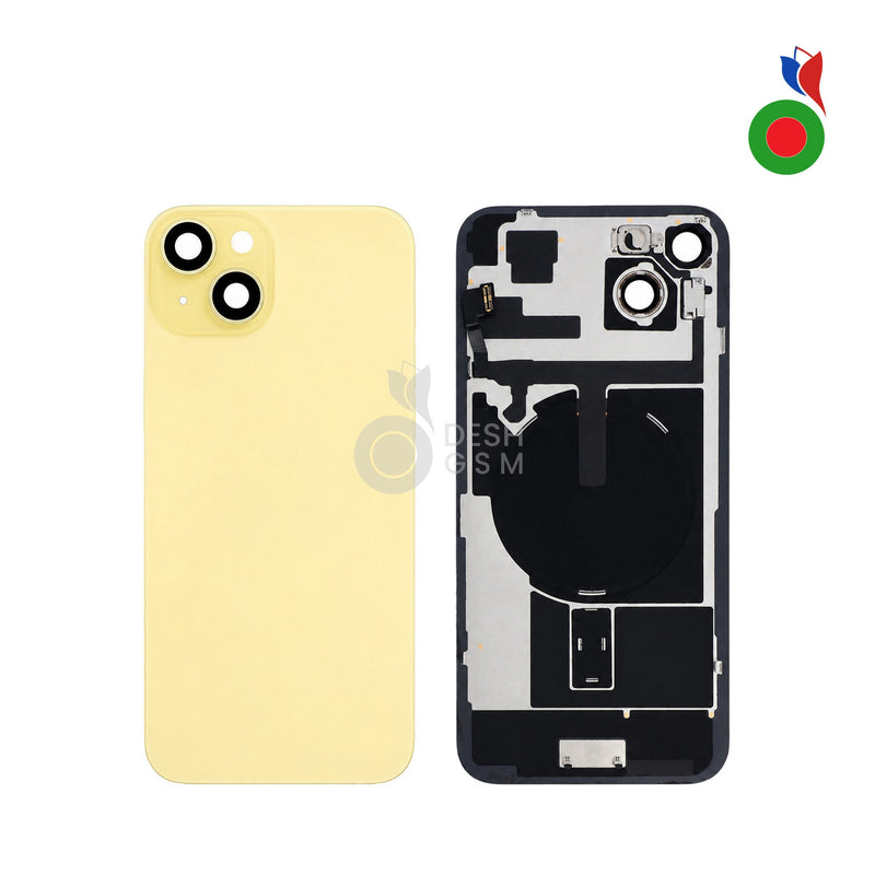 Vitre Arriere Complete avec MagSafe - iPhone 15 | JAUNE - Sans Marquage