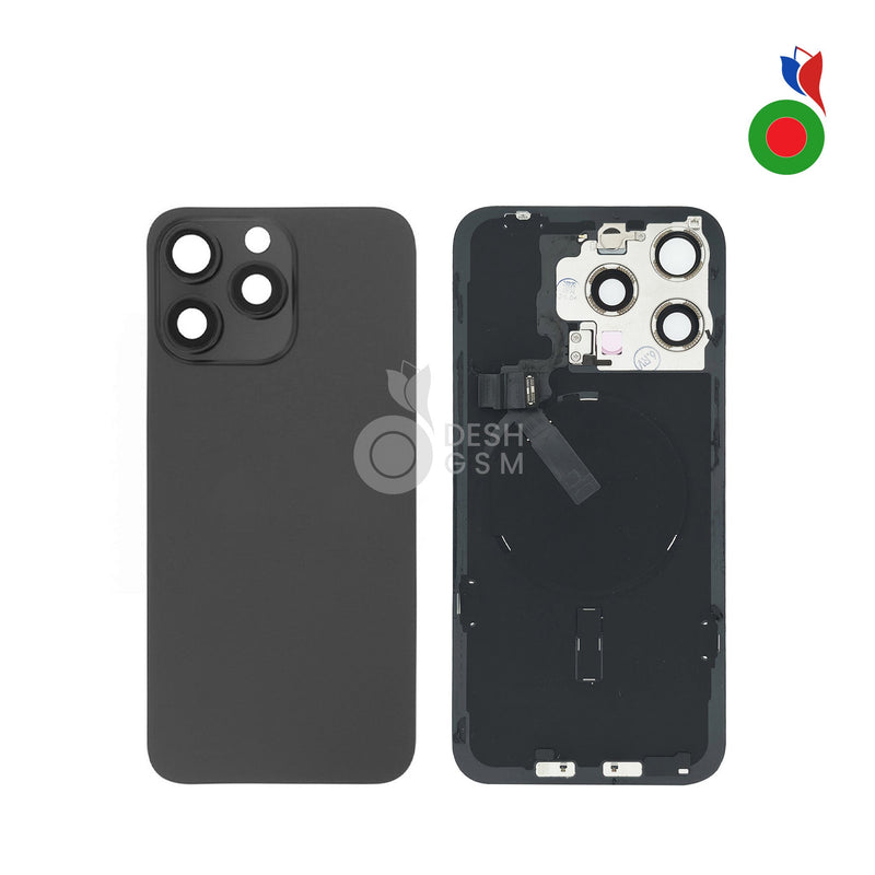 Vitre Arriere Complete avec MagSafe - iPhone 15 Pro Max | TITANE NOIR - Sans Marquage
