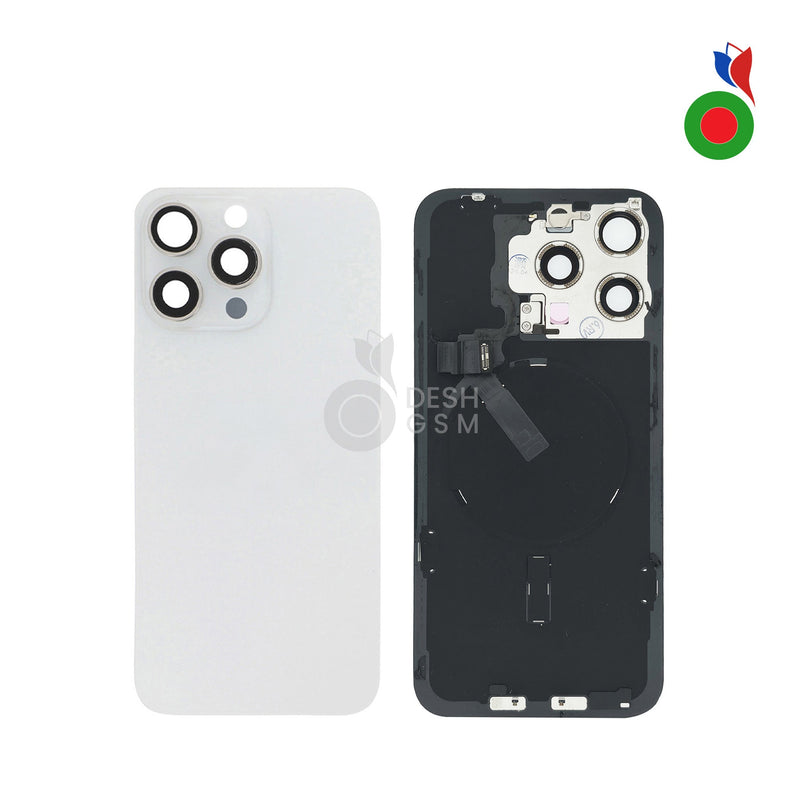 Vitre Arriere Complete avec MagSafe - iPhone 15 Pro Max | TITANE BLANC - Sans Marquage
