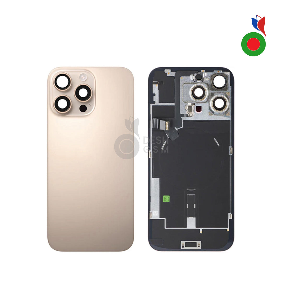 Vitre Arriere Complete avec MagSafe - iPhone 16 Pro Max | TITANE DESERT - Sans Marquage