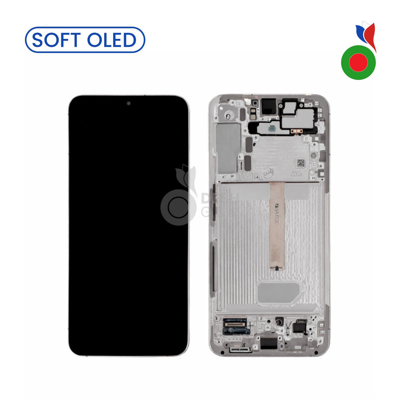 Ecran Complet LCD S22 5G avec Chassis (S901B) | ARGENT - SOFT OLED | SAMSUNG