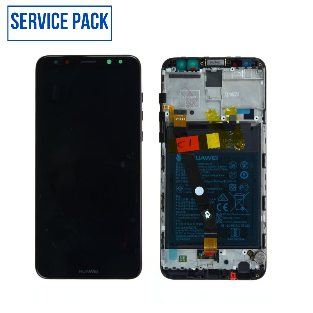 ECRAN LCD HUAWEI Mate 10 Lite SERVIVE PACK AVEC CHASSIS+BATTERIE (NOIR/ BLEU)