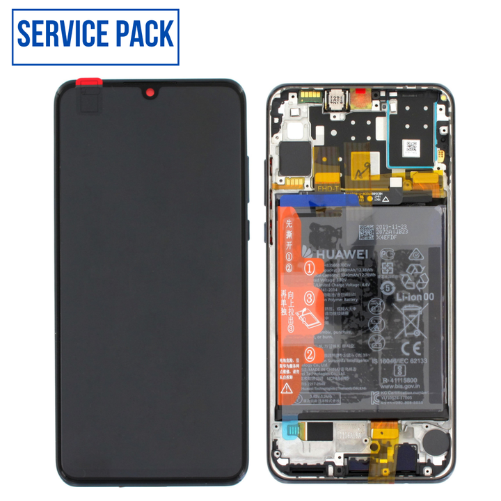 Ecran LCD HUAWEI P30 LITE NEW CODE SERVICE PACK AVEC CHASSIS (NOIR)