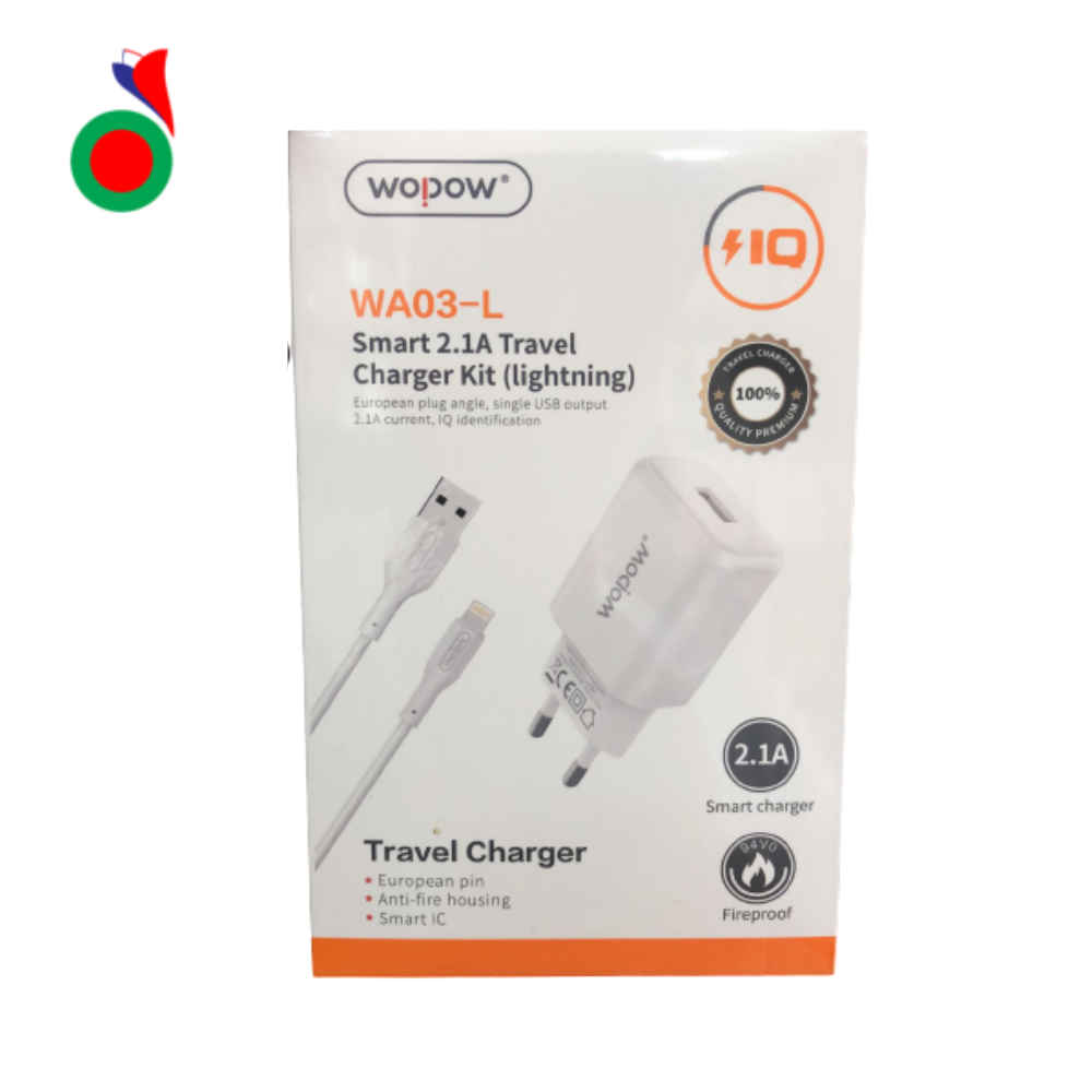 WOPOW WA03-L SMART 2.1A TRAVEL CHARGER KIT ( FOR LIGHTINING)