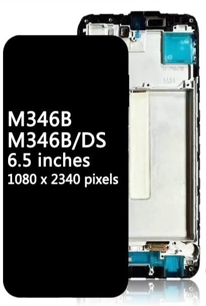 Ecran Complet LCD M34 5G (M346B) avec Chassis NOIR - SERVICE PACK | SAMSUNG