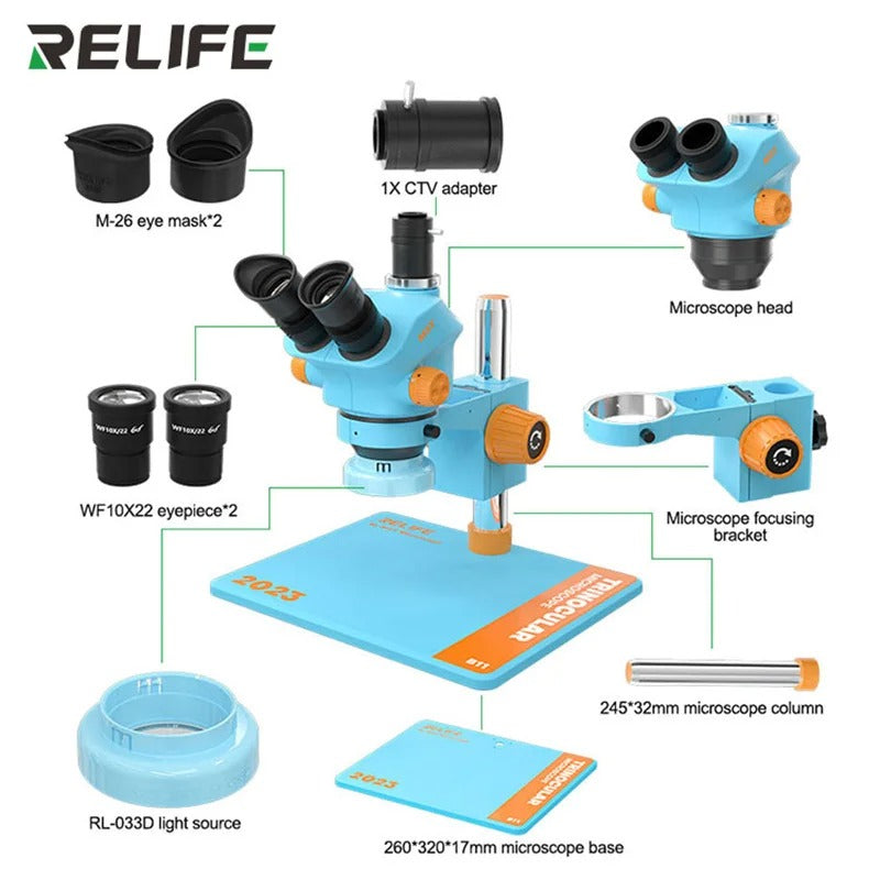 RELIFE RL-M5T-B11 Microscope trinoculaire HD a n aime continu 0.7-5.0 | RELIFE RL-M5T-B11