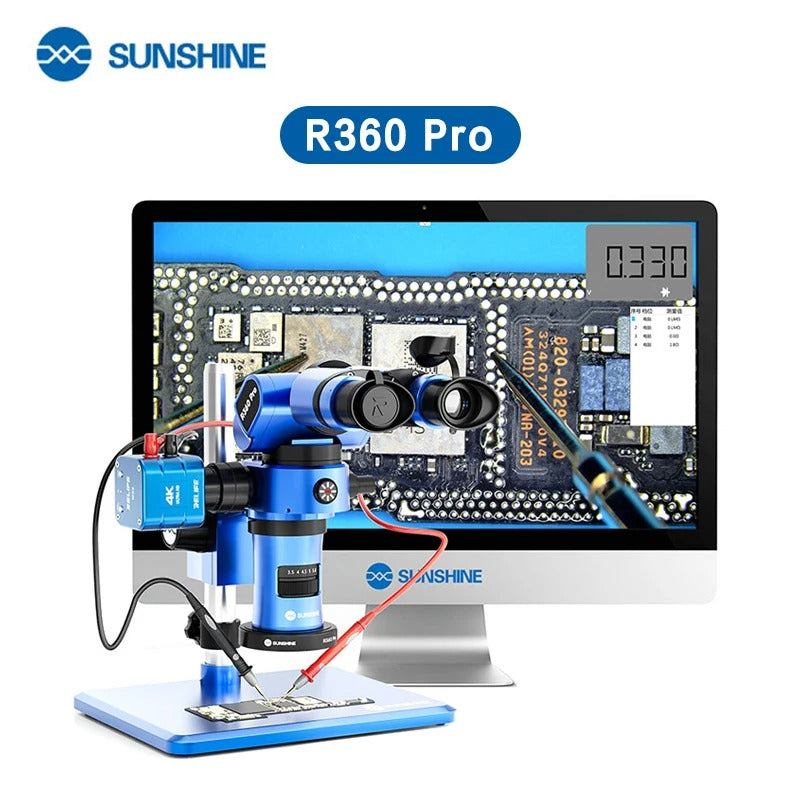 SUNSHINE R360 Pro Microscope stereo Reglable 0.7 A 5.8X Zoom 4K HD double ecran