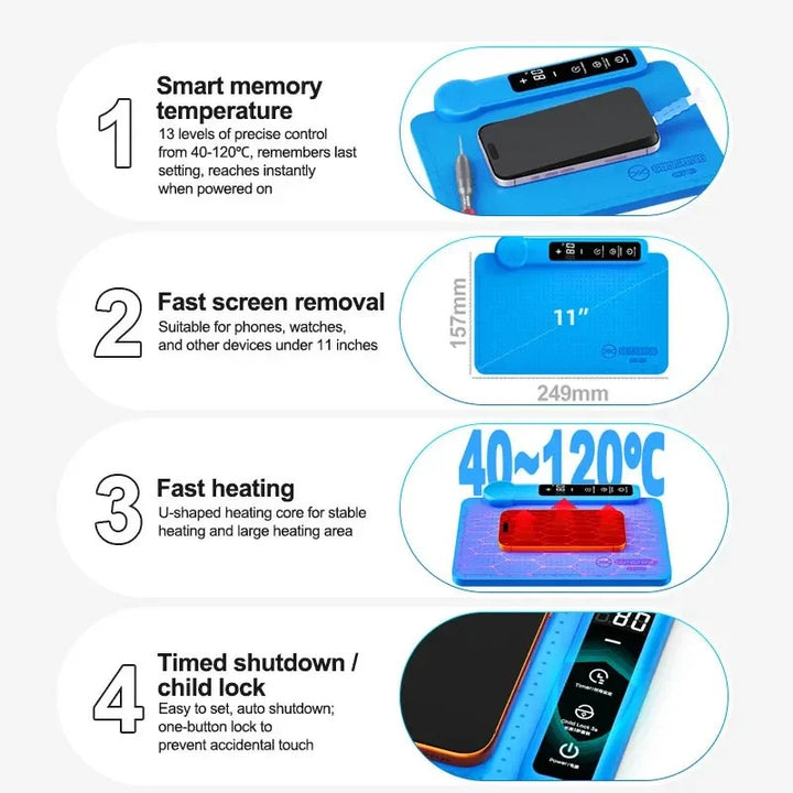 SUNSHINE LS3 SE Séparateur d écran LCD Température de mémoire intelligente 40 ~ 120 ℃ | 11 pouces