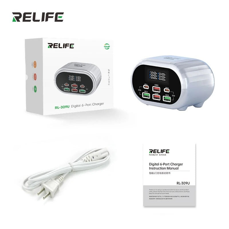 RELIFE RL-309U 72W chargeur intelligent 6 ports touristes PD