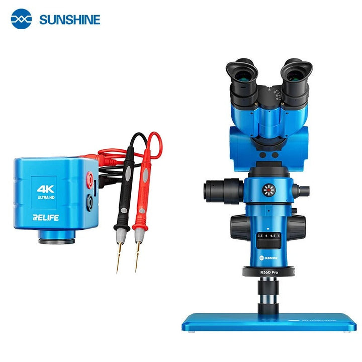 SUNSHINE R360 Pro Microscope stéréo Réglable 0.7 A 5.8X Zoom 4K HD double écran