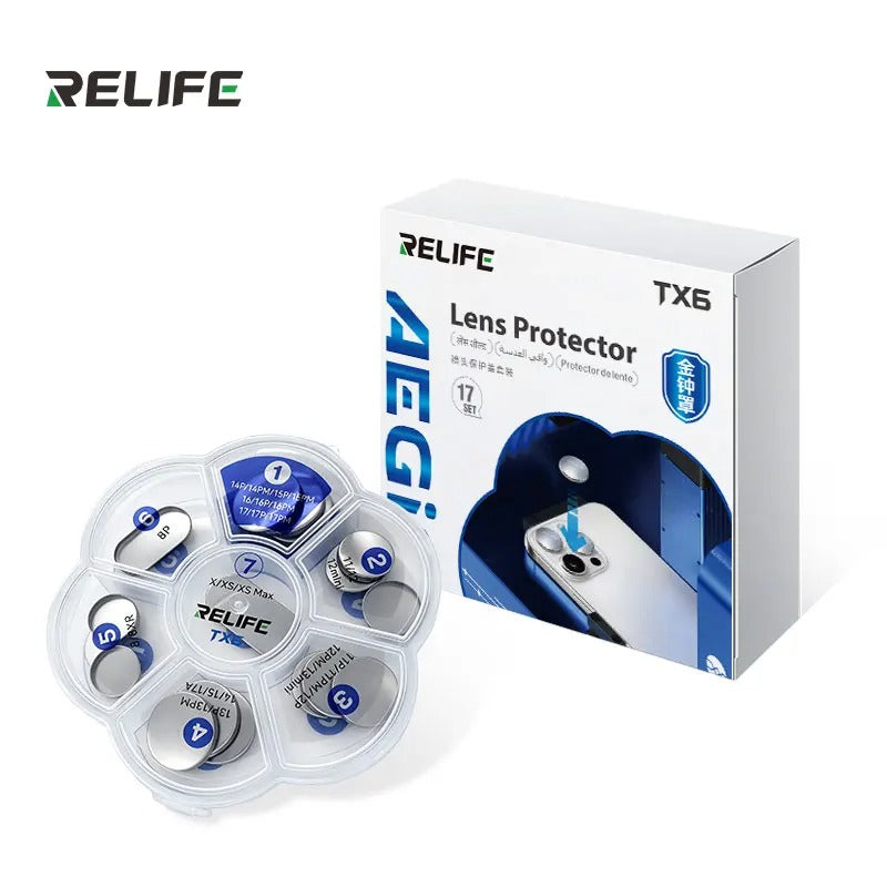 RELIFE TX6 Kit de protection d'objectif laser en aluminium et de couvercle d'appareil photo