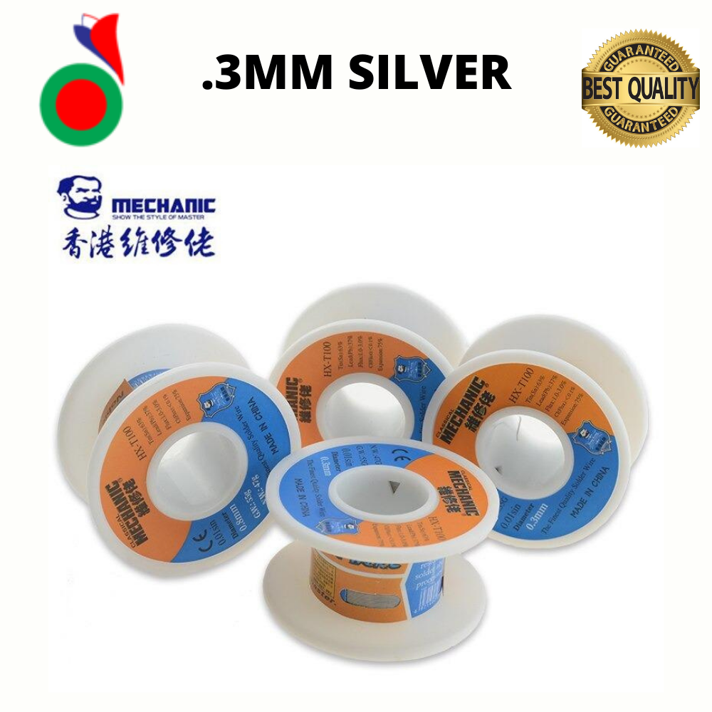 Mechanical Rosin Core Solder Wire Sn63% Pb37% 0.3 / 0.4 / 0.5 / 0.6 / 0.8mm Low Melting Point Solder Tin Wire BGA Soldering Tools (.3MM SILVER)