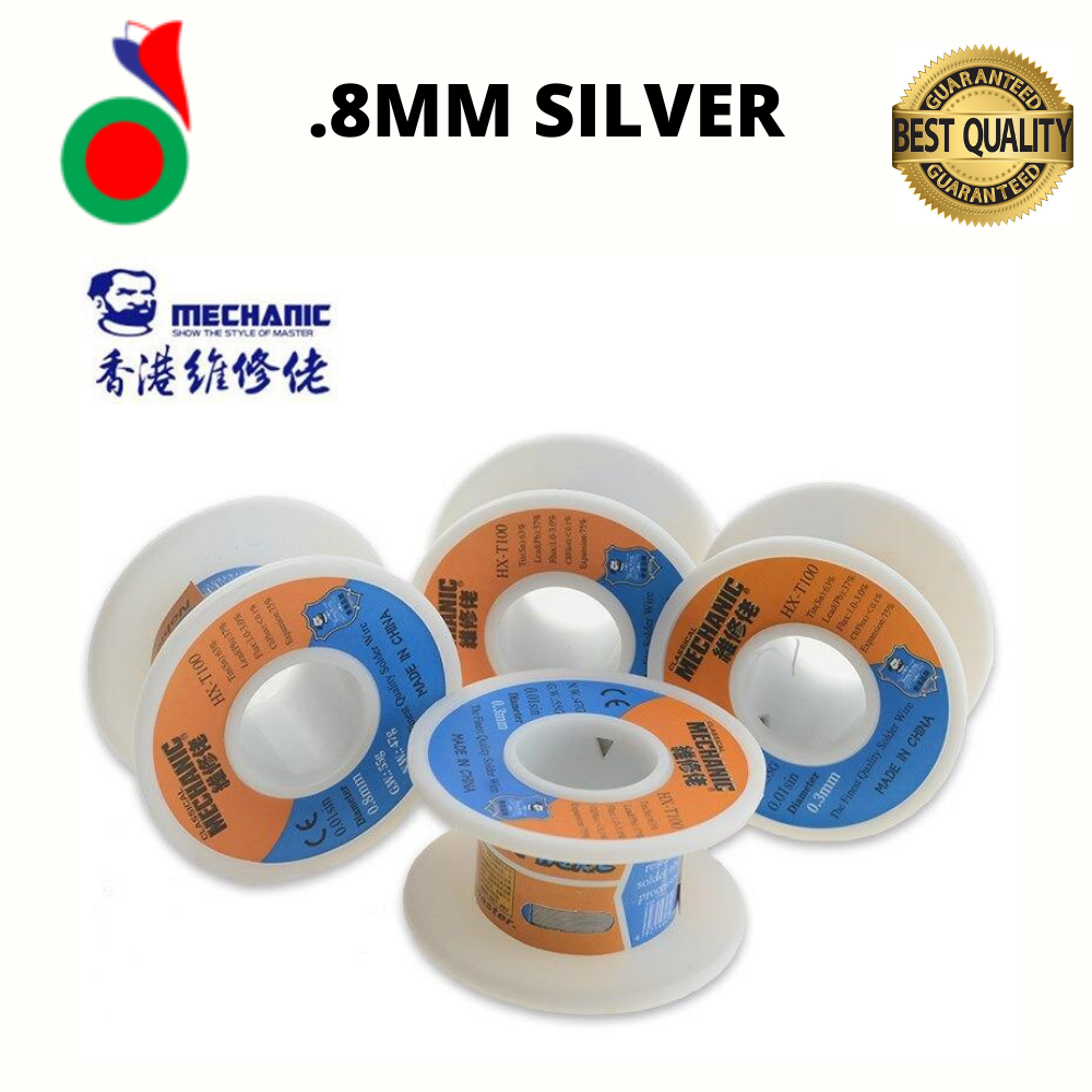 Mechanical Rosin Core Solder Wire Sn63% Pb37% 0.3 / 0.4 / 0.5 / 0.6 / 0.8mm Low Melting Point Solder Tin Wire BGA Soldering Tools (.8MM SILVER)